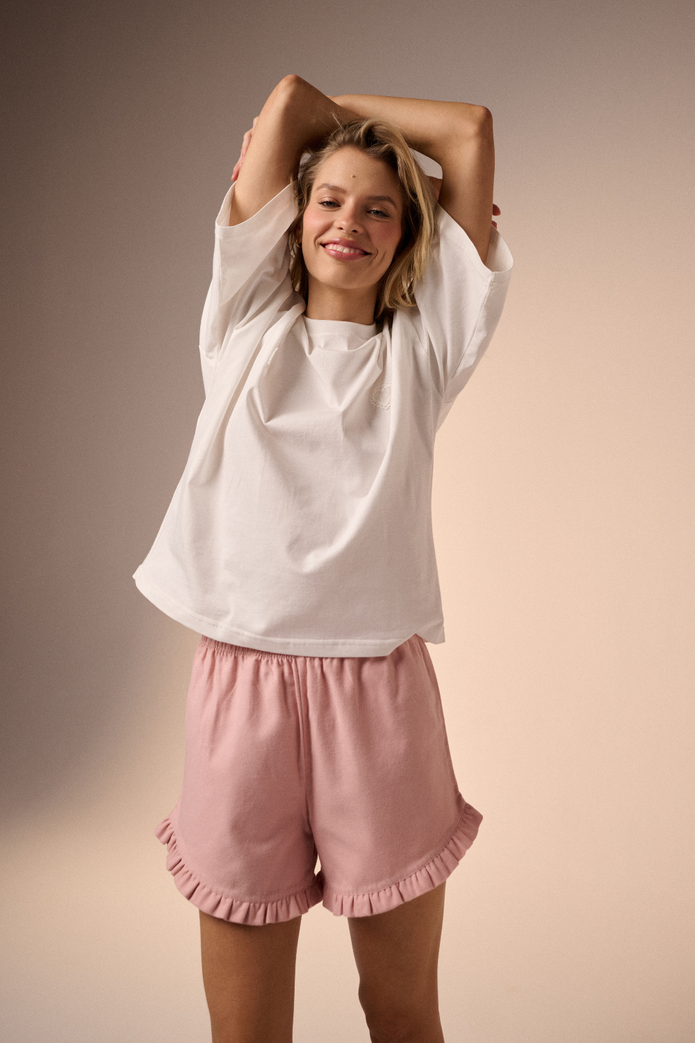 Piżama Amelie hearts baby pink short