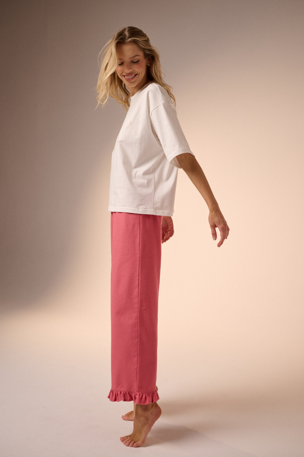 Piżama Amelie hearts coral long