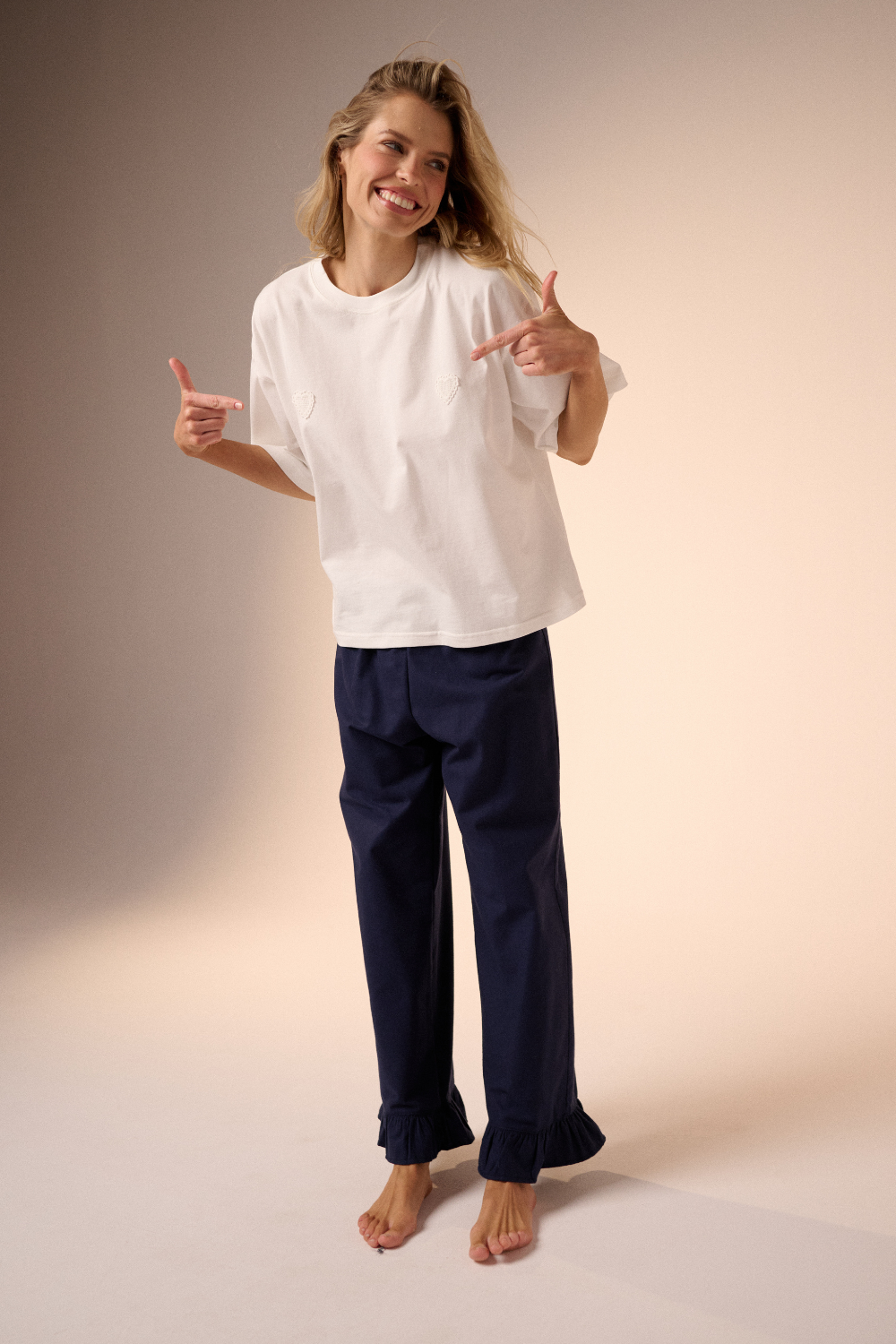 Piżama Amelie hearts navy long