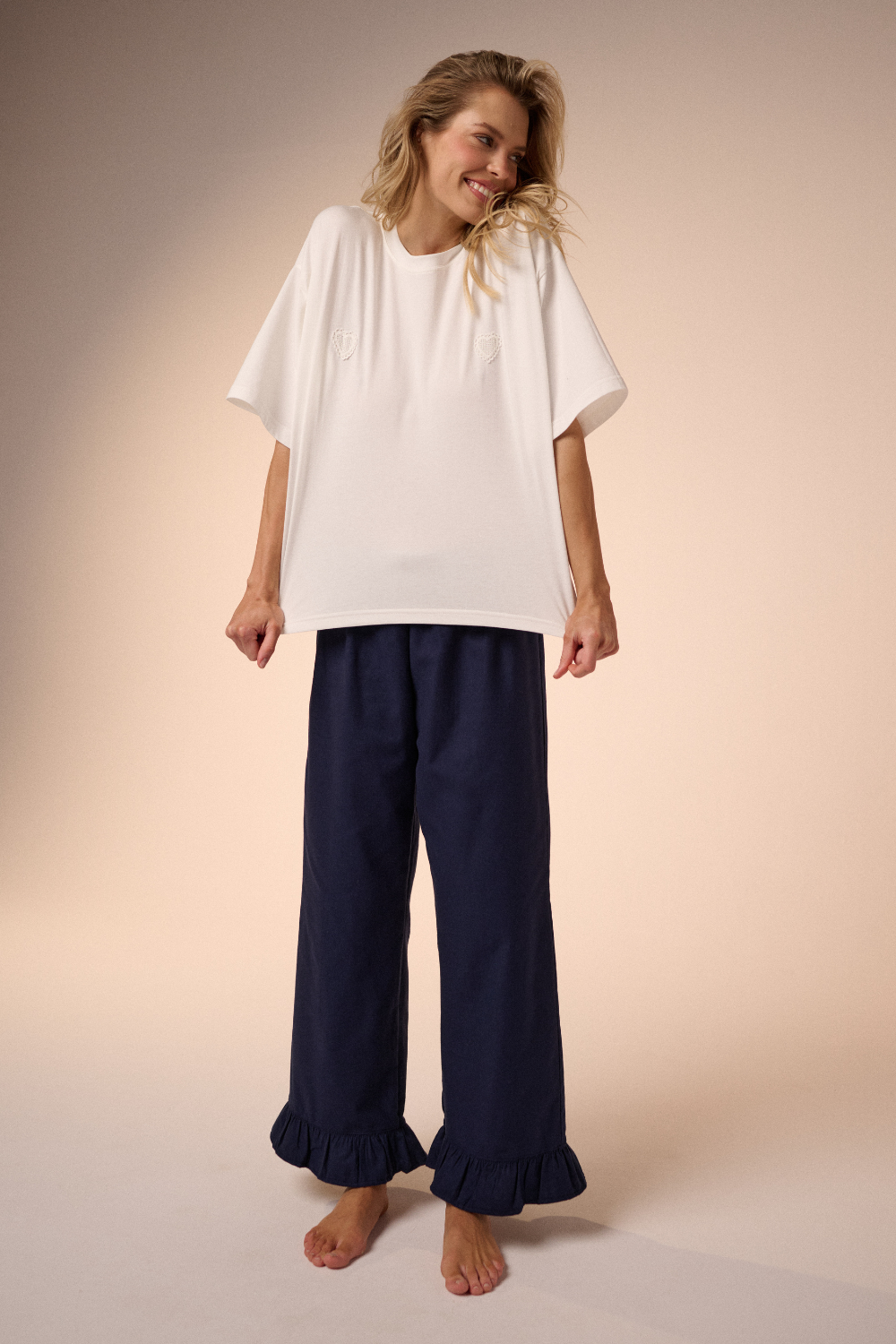 Piżama Amelie hearts navy long