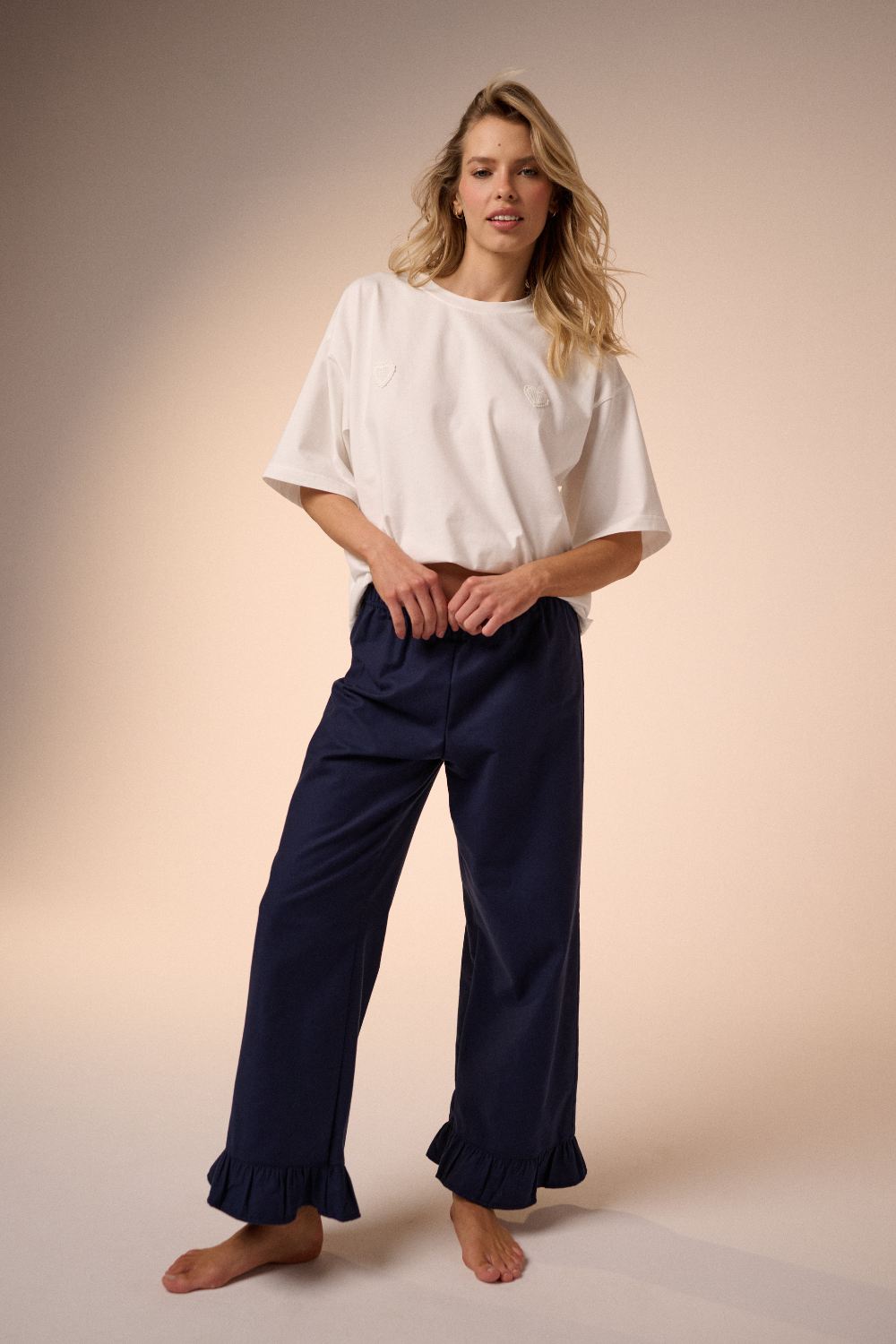 Piżama Amelie hearts navy long
