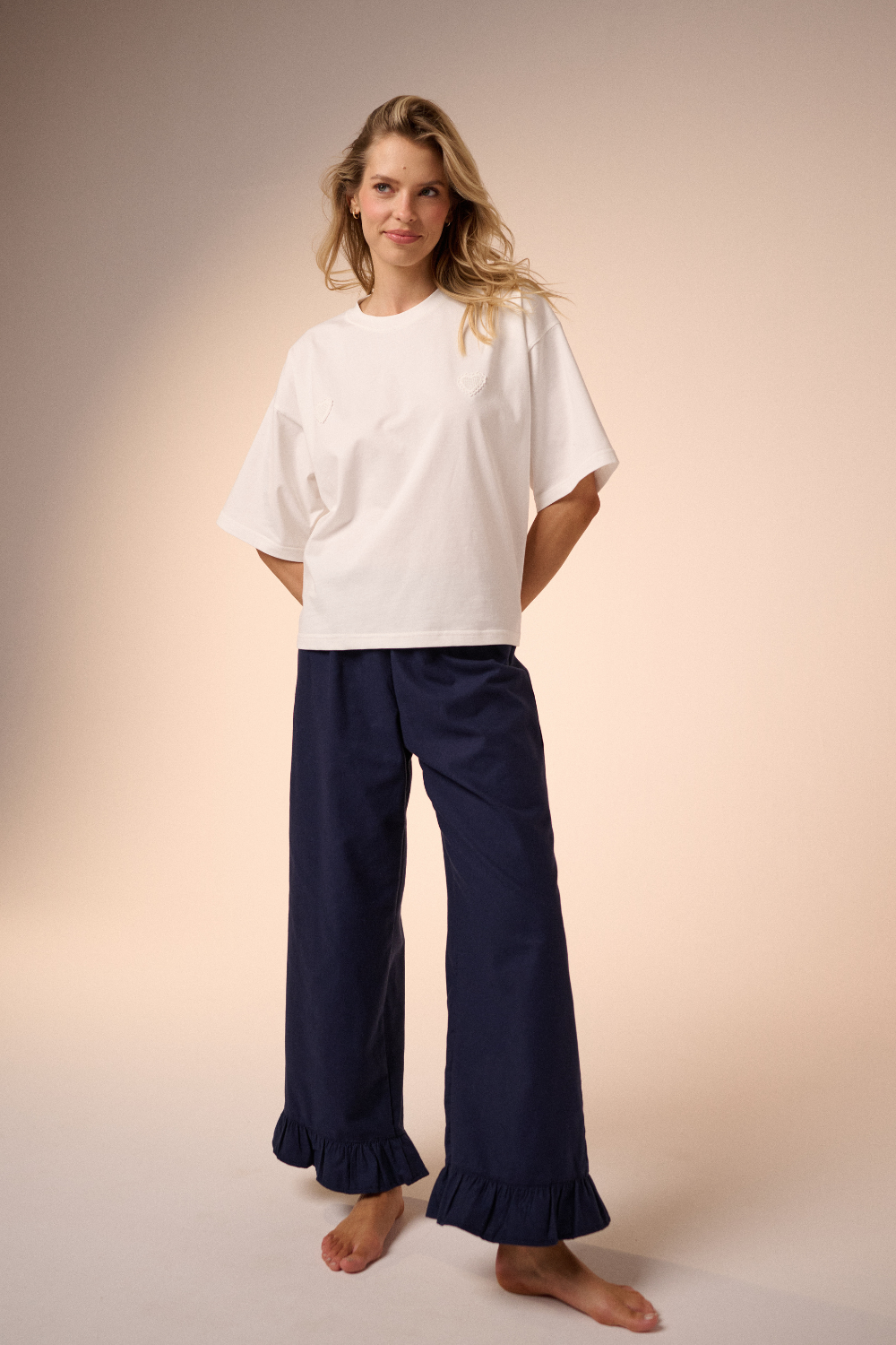 Piżama Amelie hearts navy long