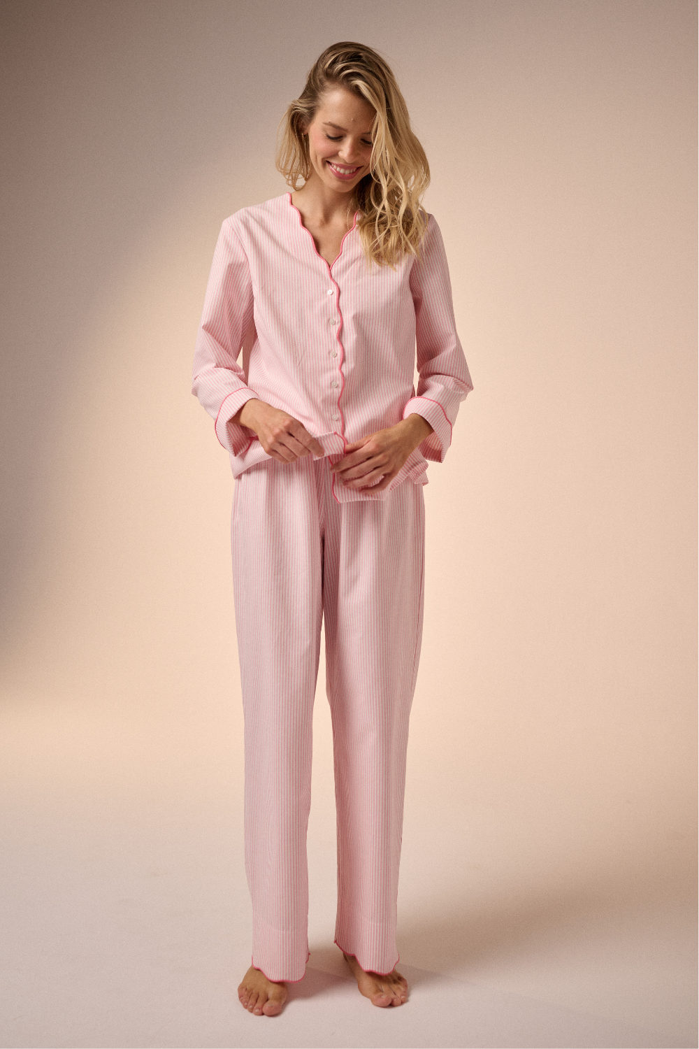 Piżama Sunday Stripe Set pink long