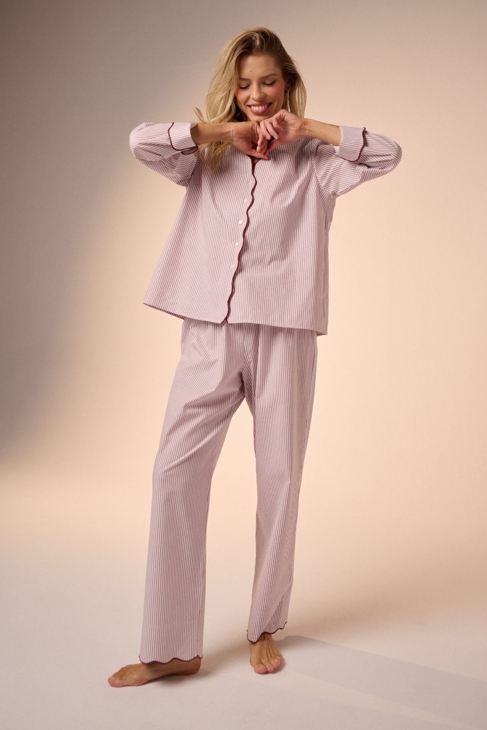 Piżama Sunday Stripe Set violet long