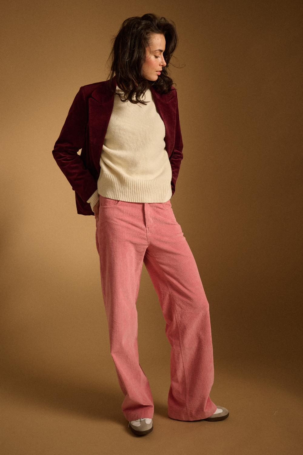 Spodnie sztruksowe Harper pink