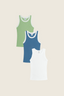 3-Pak Tanktop Matcha, Blue & White