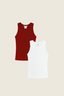 2-Pak Tanktop Bordo & White