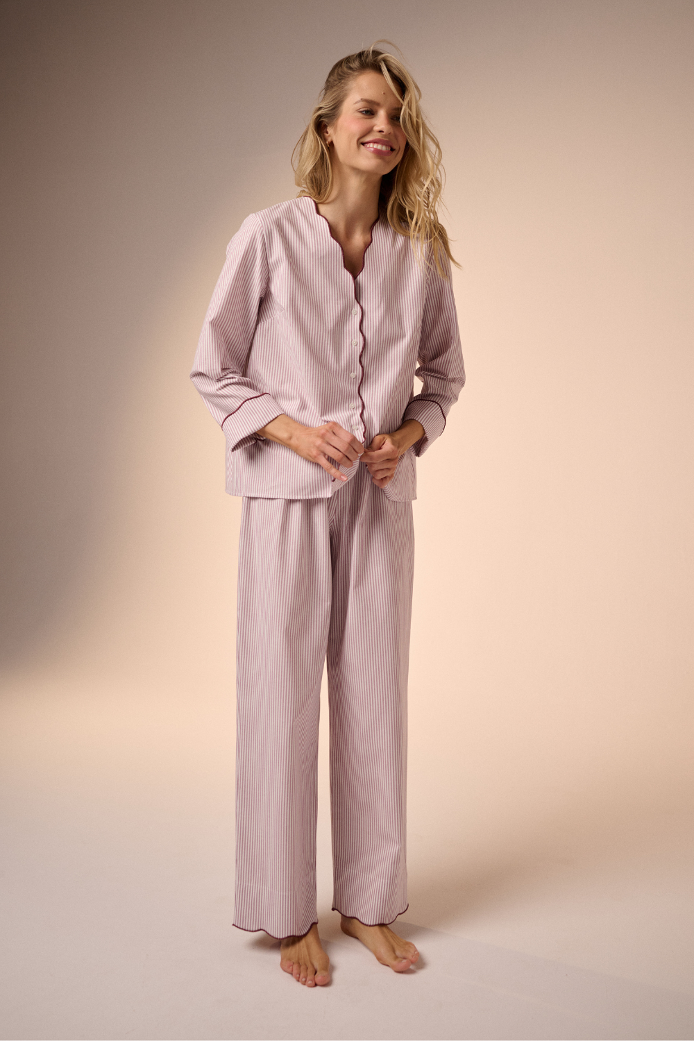 Piżama Sunday Stripe Set violet long