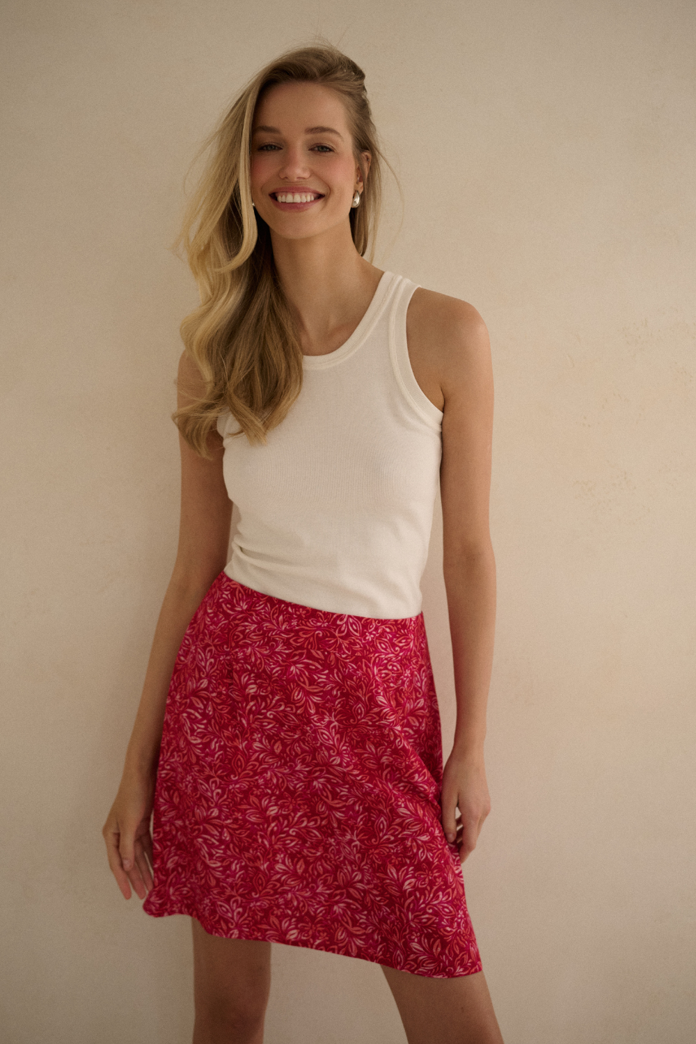 Spódnica Flora raspberry short
