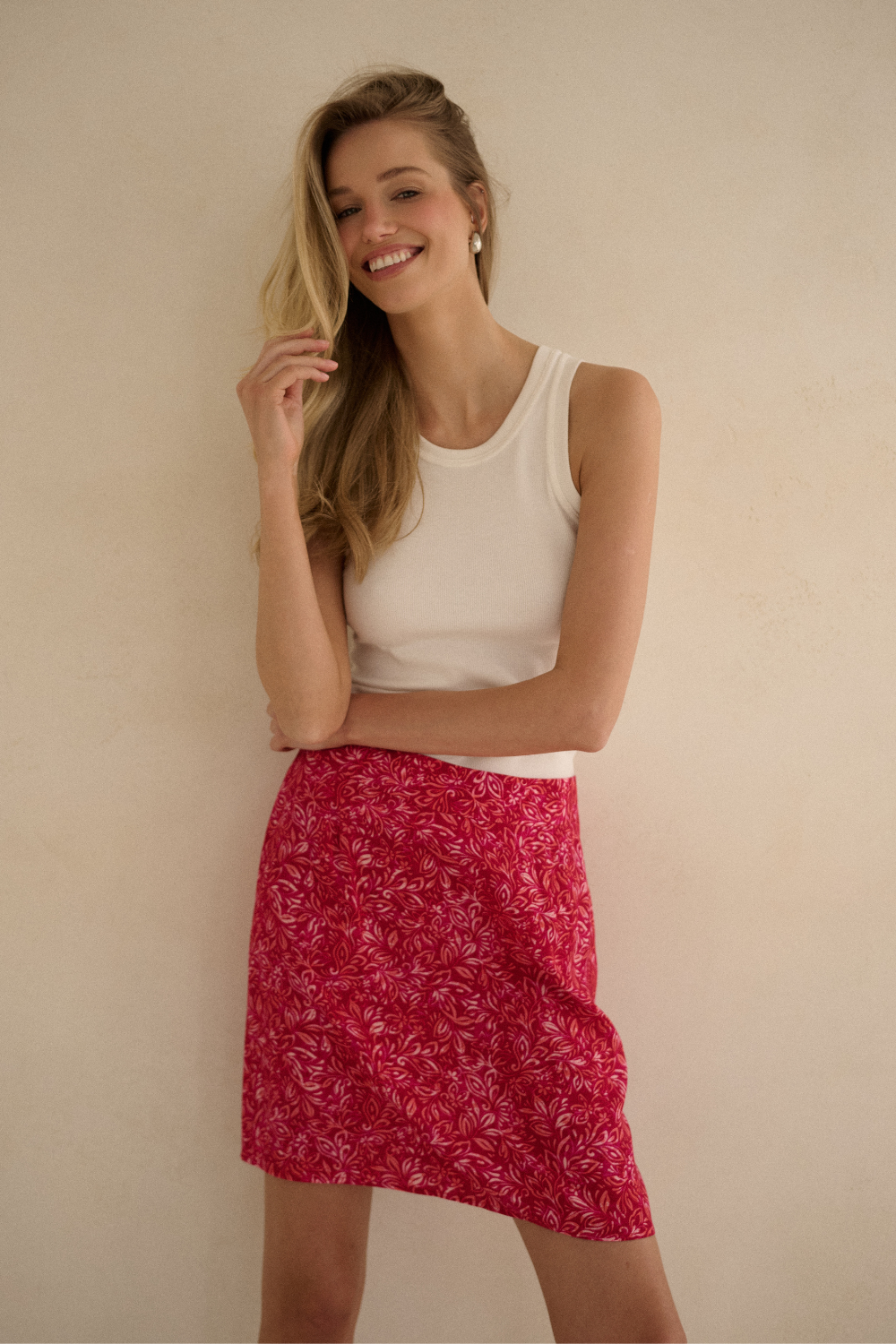 ARCHIVE - Spódnica Flora raspberry short