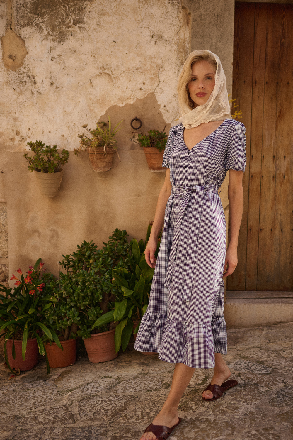 Sukienka Francesca navy check