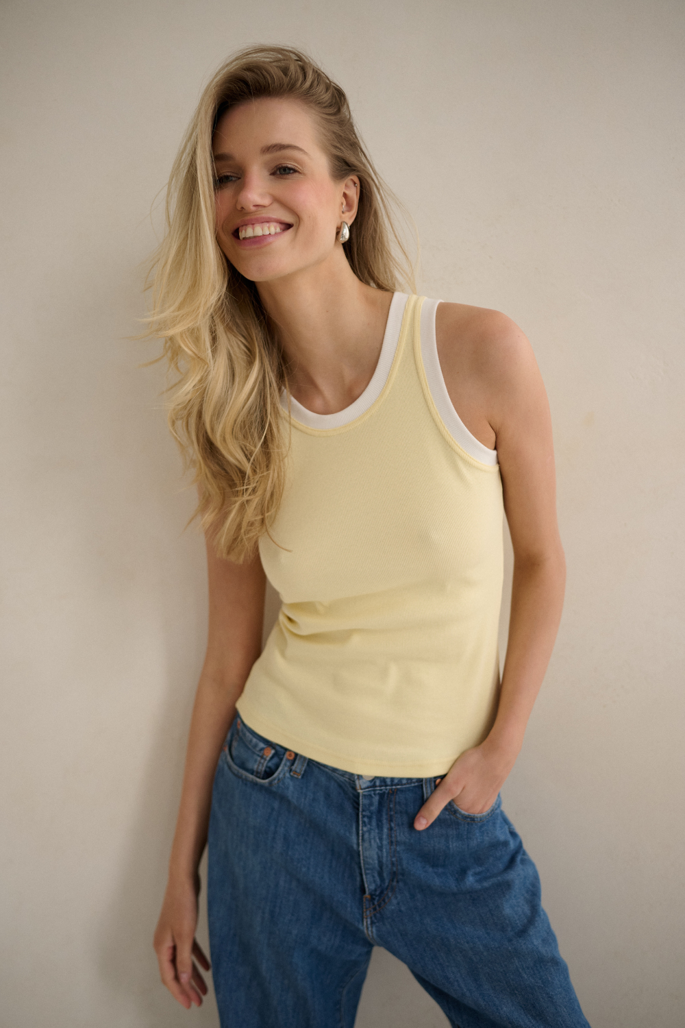 Tanktop butter & white