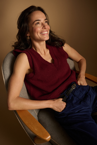 Wełniana kamizelka La Boheme bordo