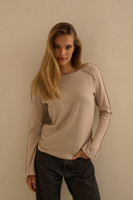 Longsleeve wool blend melange beige