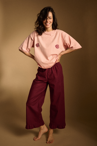 Piżama Amelie burgund long