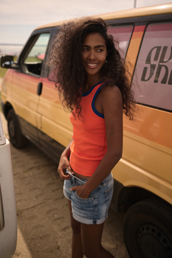 Tanktop orange & navy